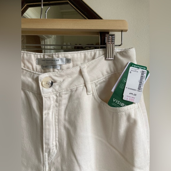 NWT warm white wide leg mid rise pants 6 - Picture 1 of 2
